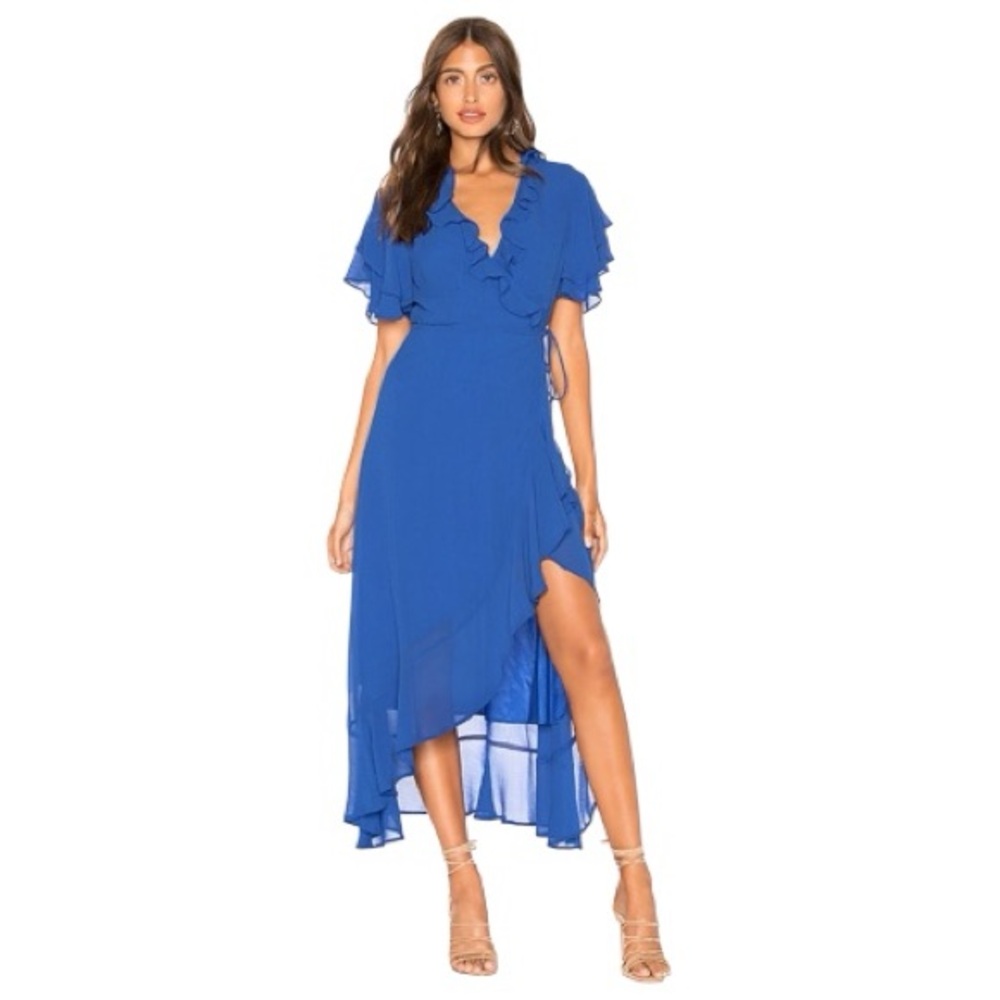 Cleobella Eliana Wrap Front Hi-Low Dress in Cobalt - Medium